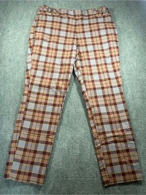 Cato Women's Plaid Ankle‎ Pants in Brown, Tan & Cream
